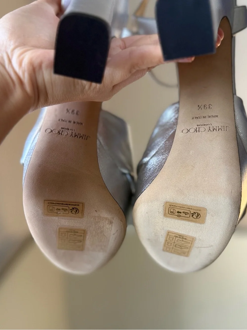 Jimmy CHOO Heloise 120 Silver Metallic Nappa Leather Sandals $1,095 39.5